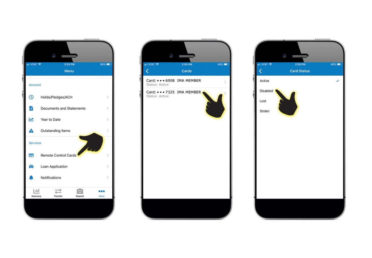Remote Control screens on smartphone