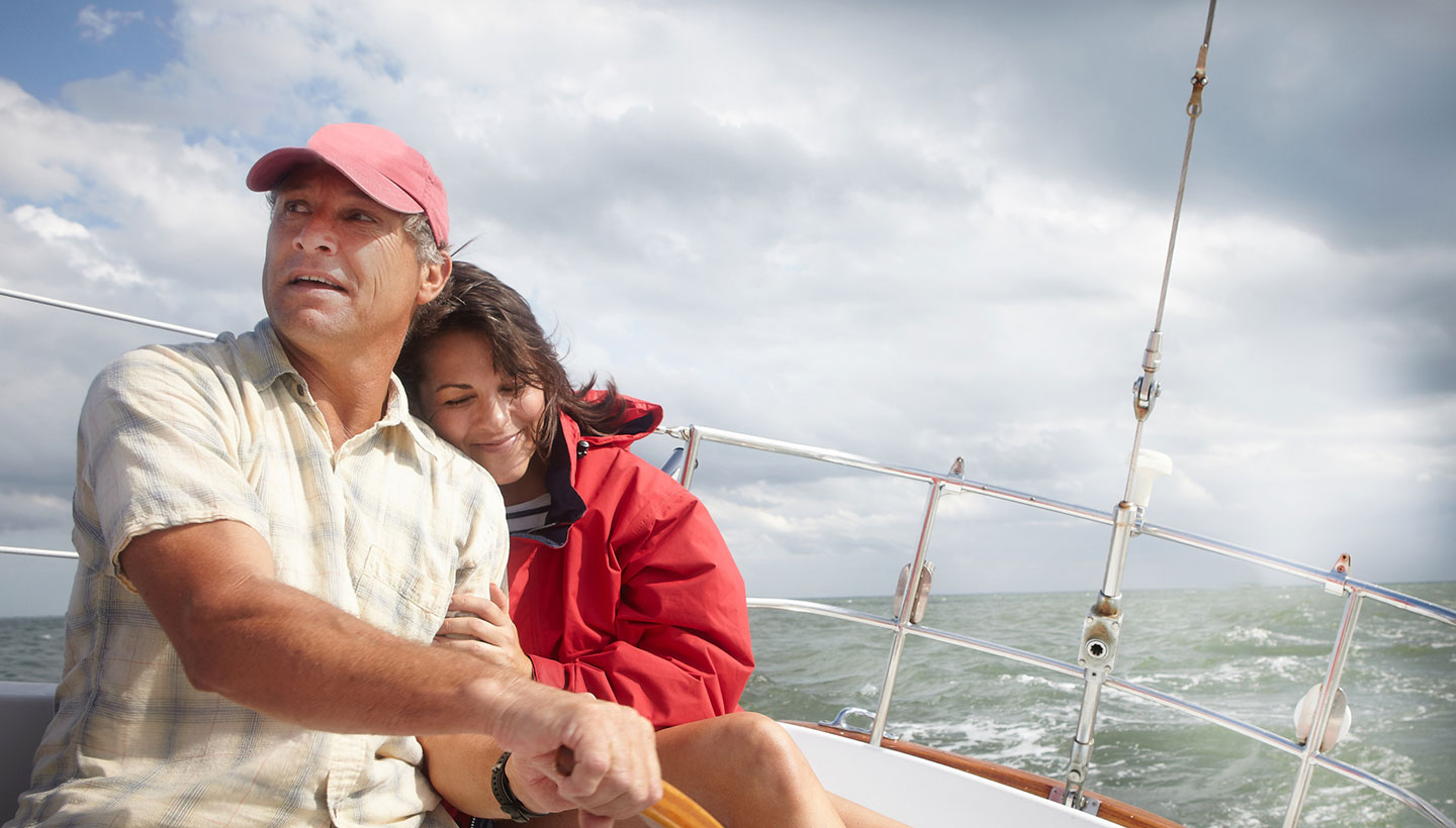 Retired couple on a sailboat